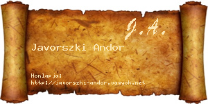 Javorszki Andor névjegykártya